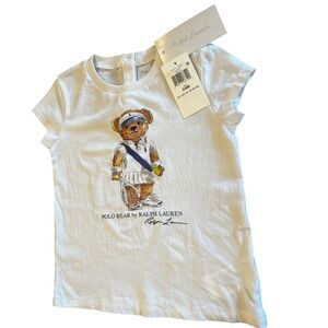 Ralph Lauren Polo Bear Tennis Baby Tee 24M NWT White Retired  Bear